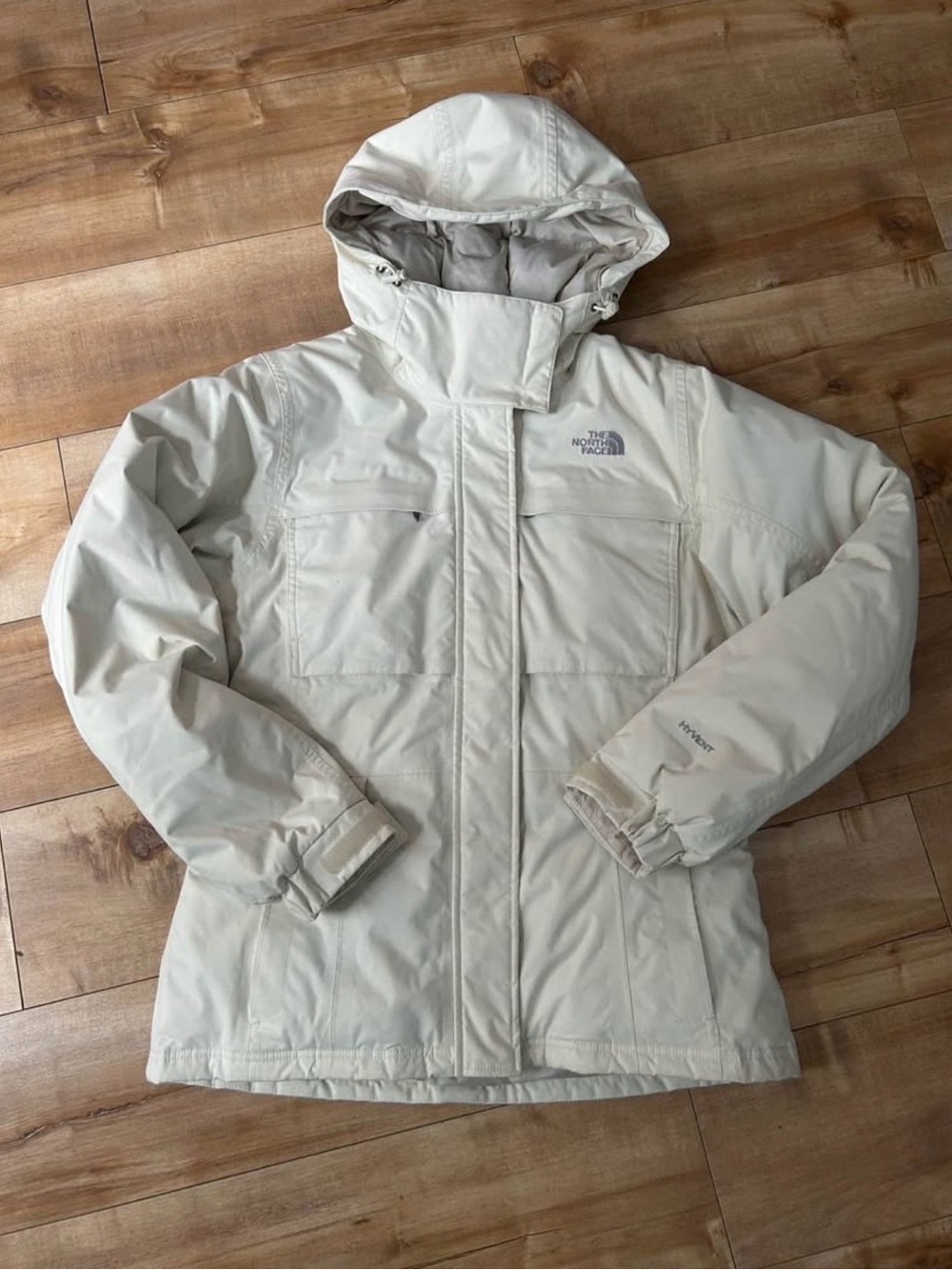 The North Face HyVent Goose Down Winter Jacket Off-White / Cream - Small